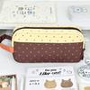 Durable Pudding Kitten Pencil Case Zipper Portable Pencil Pouch Large Capacity Pen Bag Students