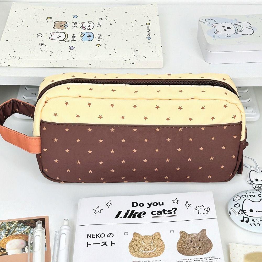Durable Pudding Kitten Pencil Case Zipper Portable Pencil Pouch Large Capacity Pen Bag Students