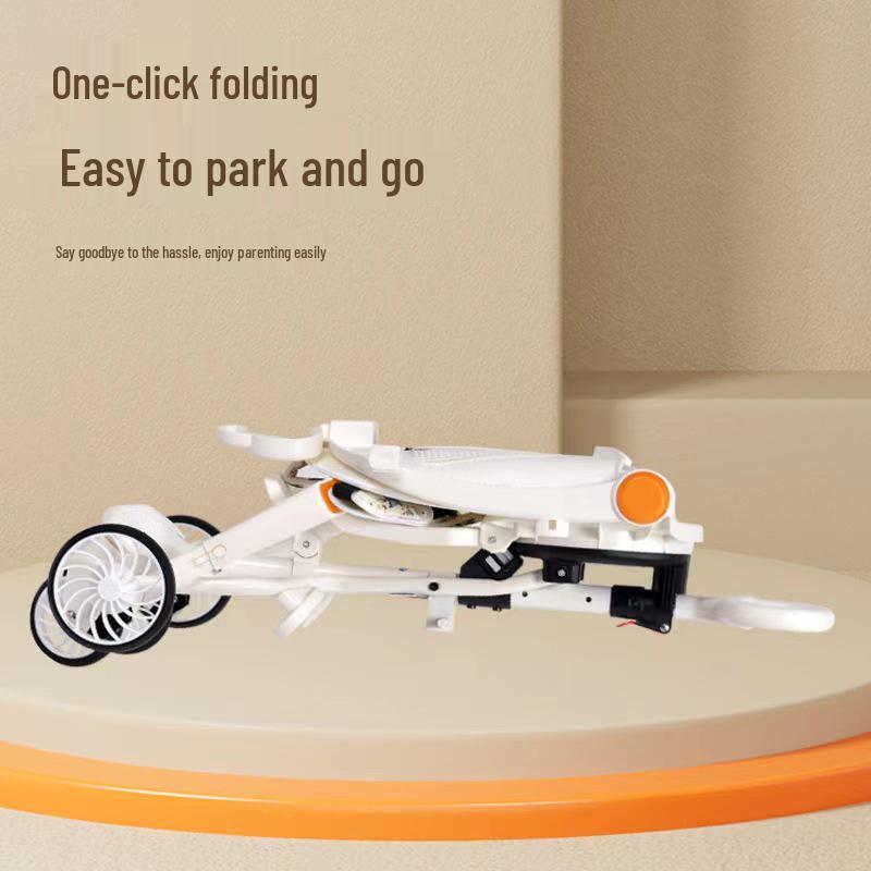 Cărucior pliabil bidirecțional cu șasiu înalt pentru bebeluș, cu patru roți