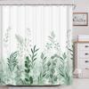 Plant Pattern Print Shower Curtain Bathroom Curtain with Hook