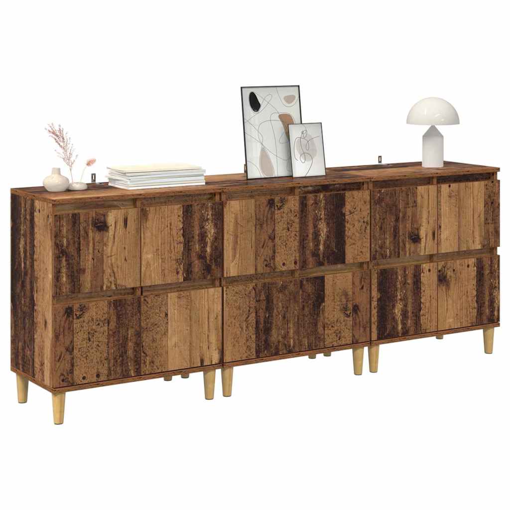 Sideboards 3 Pcs Reclaimed Wood 60 X 35 X 70 Cm Engineered Wood
