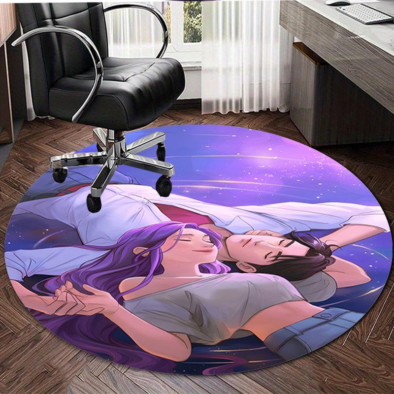 1pc KPop Demon Hunters18 Design Printed Area Round Carpet for Bedroom Living Room Home Decor Rugs Mat Non Slip Mat Rug for Bedside