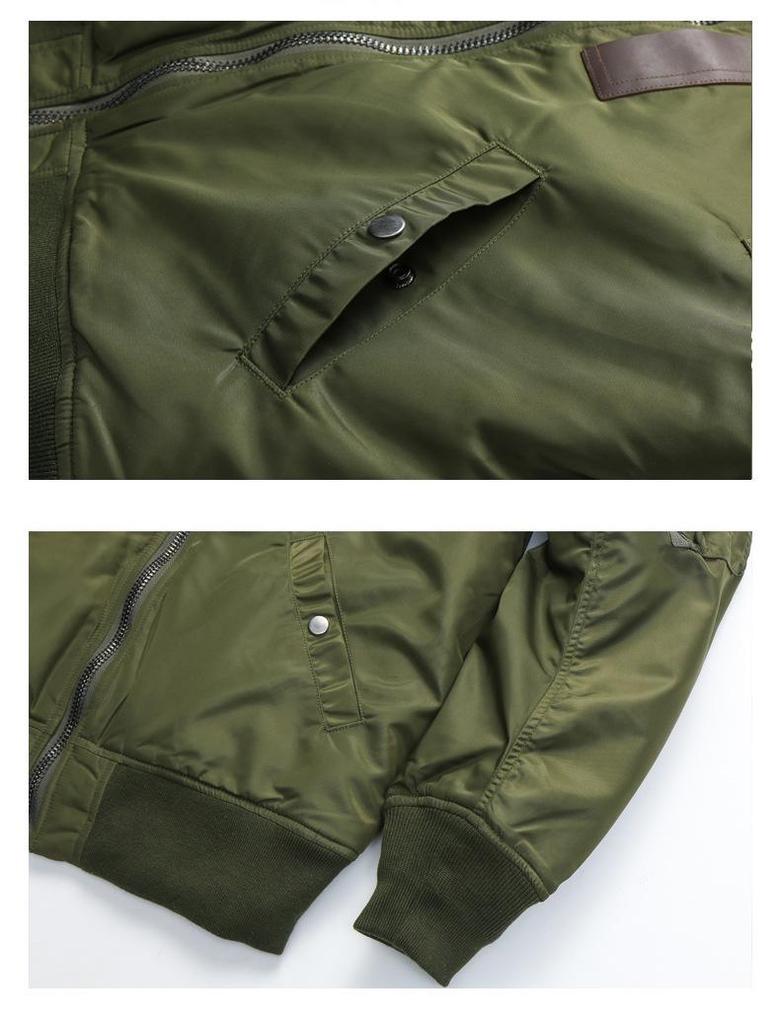 Shenwu Amei Herren Khaki B-15 Fliegerjacke Retro Baumwollparka Wintermantel