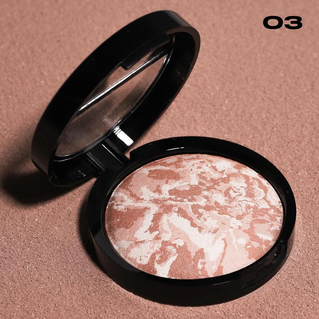 3'ü 1 Arada Pişmiş Pudra Fondöten, Uzun Süre Kalıcı Tam Kapatıcılık, Hafif, Yağ Kontrolü, 24 Saat Görünüm İçin Mat Bitiş, İnce Doku