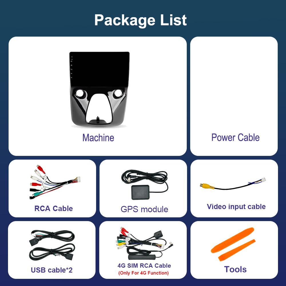 Navigation GPS Car Video Multimedia Player for Toyota Aygo For Peugeot 108 For Citroen C1 2016 - 2020 Android OS WiFi BT 4G