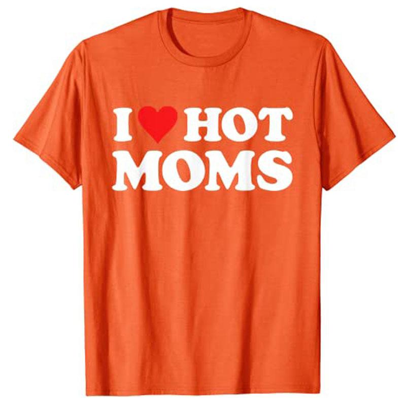 Miluji horké maminky Tričko Vtipné Červené Srdce Láska Maminky Tričko