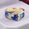 Women'S Blue Cubic Zirconia Vintage Ring European American Style Fashion Accessory For Anniversary Cocktail Party