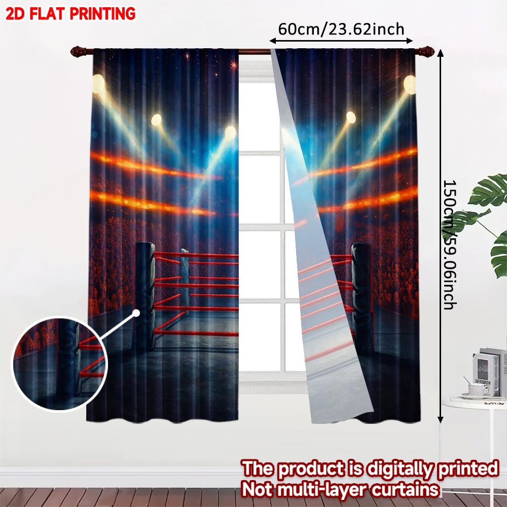 2D flat printing 2pcs Drapes Boxing Arena Digital Printed Polyester Drapes Festive Wall Decor for Booths Studio decoration