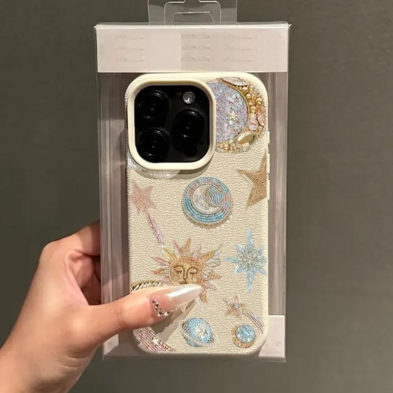 Golden Powder Star Moon Sun Planet Elements Phone Case For iPhone 17 16 15 Pro Max 14 13 12 11 XS X XR 16 Plus 16E 17 Air Cover