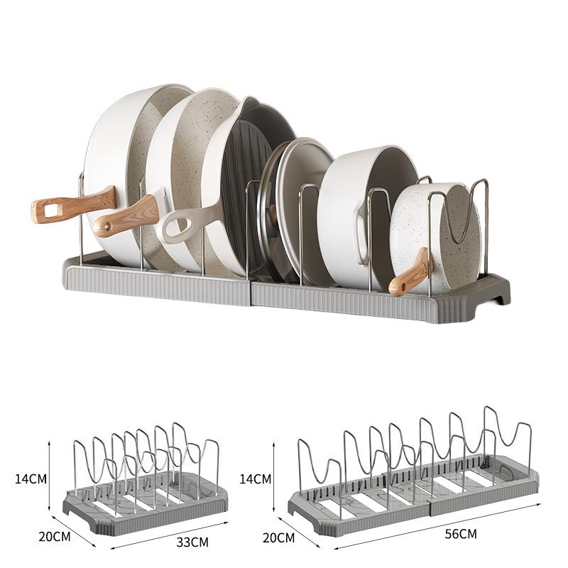 

Kitchen Drain Rack Pot Lid Organizer Expandable Pans Organizer Rack With U-shaped Groove Design For Easy Installation Dish Rack серый