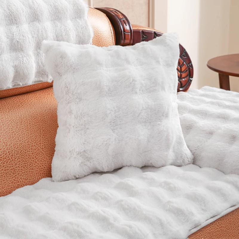 Thickened Rabbit Plush Sofa Cover Universal Non-slip Winter Warm Sofa Towel Couch Cushion Slipcovers for Living Room Furniture
