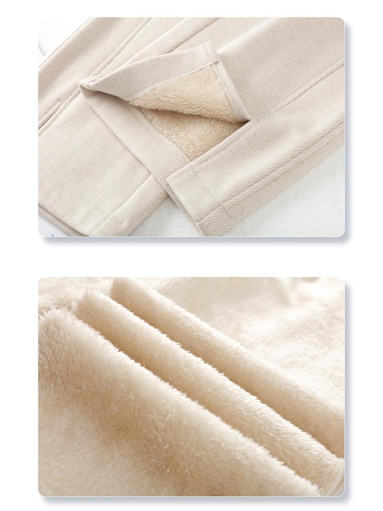 2024 Women's Khaki Wool-Blend Slit Wide-Leg Pants for Autumn/Winter