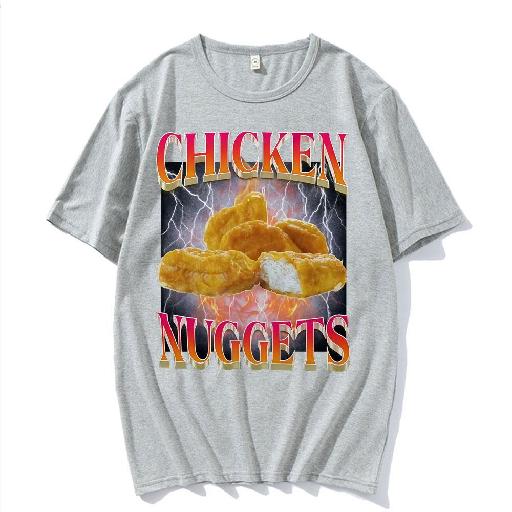 Funny Chicken Nuggets Vintage Style Meme Graphic T-shirt Men Women Hip Hop Gothic Oversized T Shirt 100% Cotton Comfort T-shirts