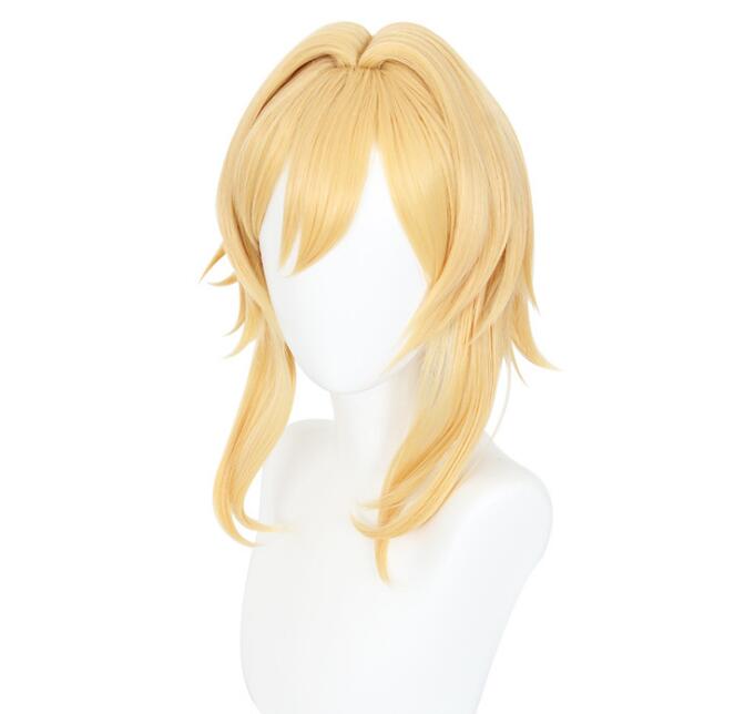 

40 см аниме «Дыхание дикой природы», короткий парик с хвостиком, костюм для косплея, термостойкие синтетические волосы, мужские и женские парики 40CM жёлтый