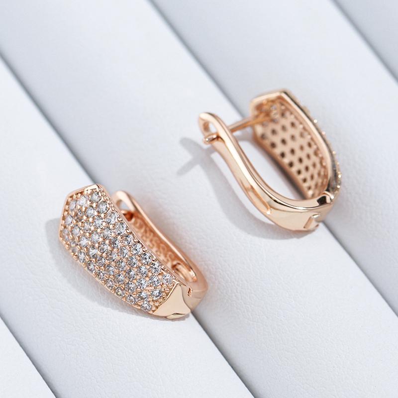 Rose Gold Color English Earrings For Women Full Shiny Natural Zircon Accessories Wedding Jewelry Valentines Gifts