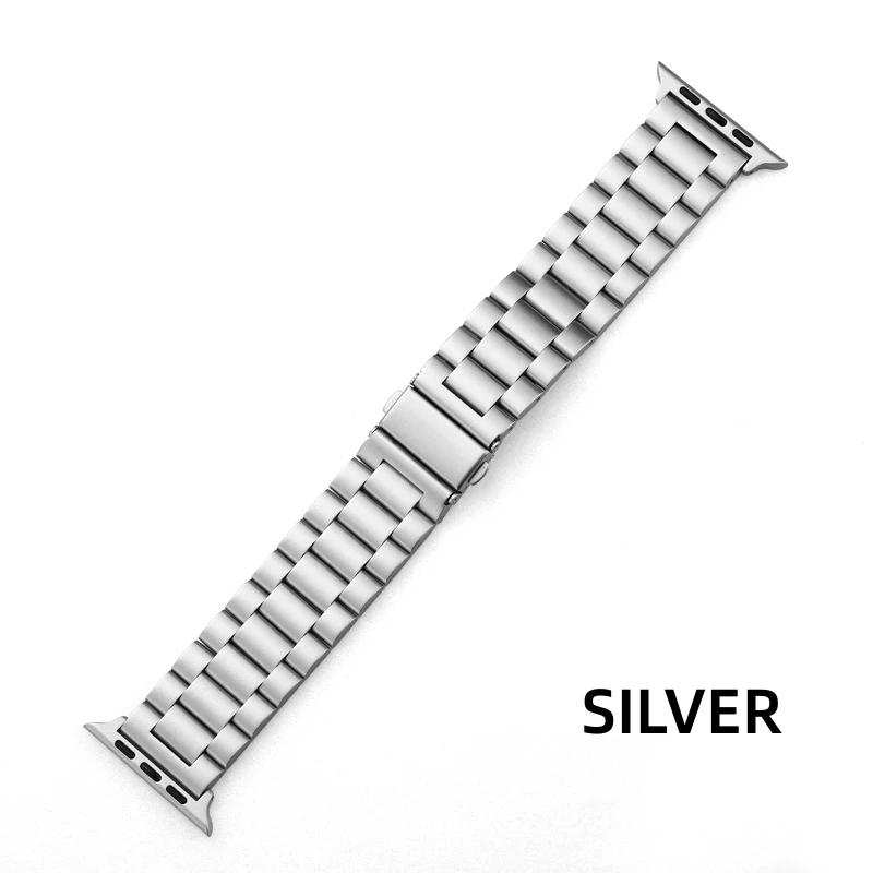 

stainless steel strap for apple watch band 38/42mm 41mm 40/44mm 45mm 49mm series 9 8 7 6 SE Ultra 54321 on iwatch metal bracelet S10 11-46mm срібний