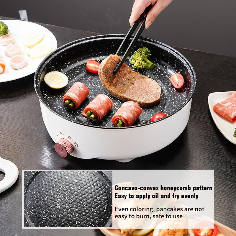 220V MultiCooker Househould Barbecue Fried Steak Fish Omelette Frying Pan Non-stick Electric Machin EU Plug