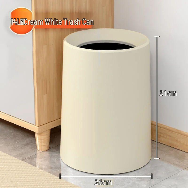 Luxury Pure Color Trash Can - Elegant, High-Capacity Waste Bin for Home, Office, Bedroom, Living Room