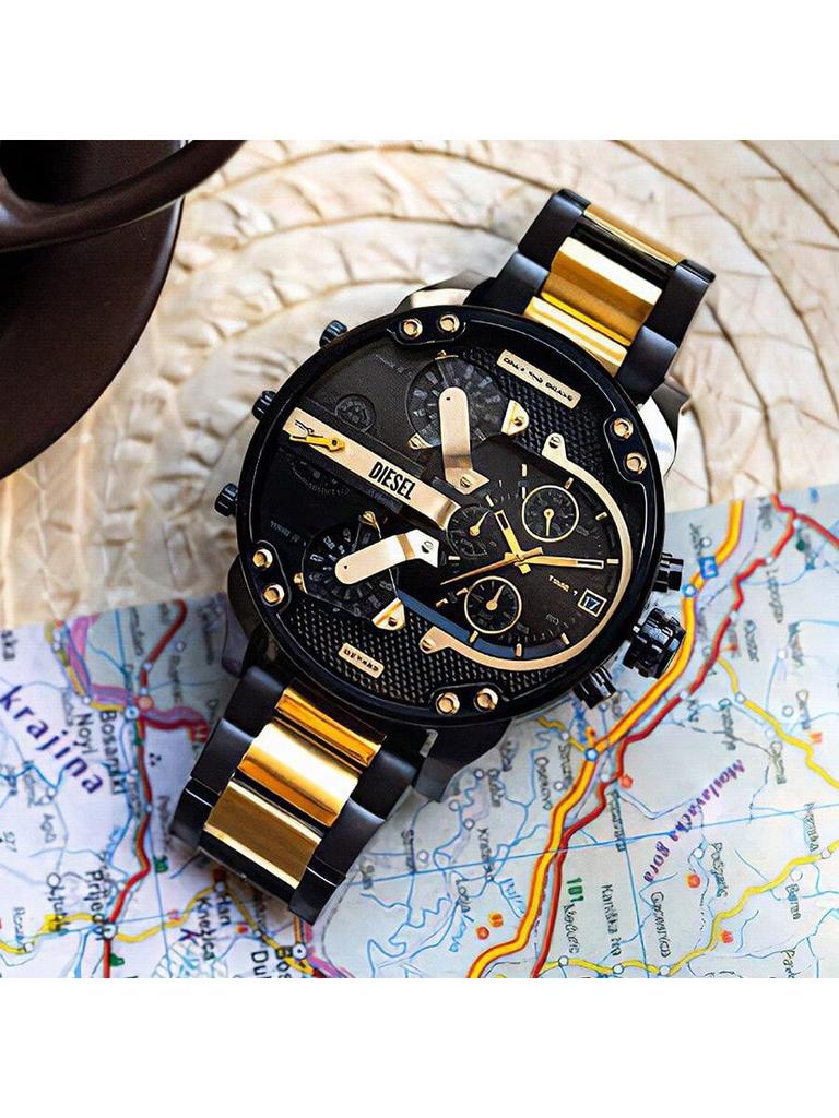 Diesel Übergroße 57 mm Chronographenuhr für Herren – Mehrteiliges Stahlzifferblatt, Markante Uhr für den Abend, Streetwear & Großes Statement – DZ7465