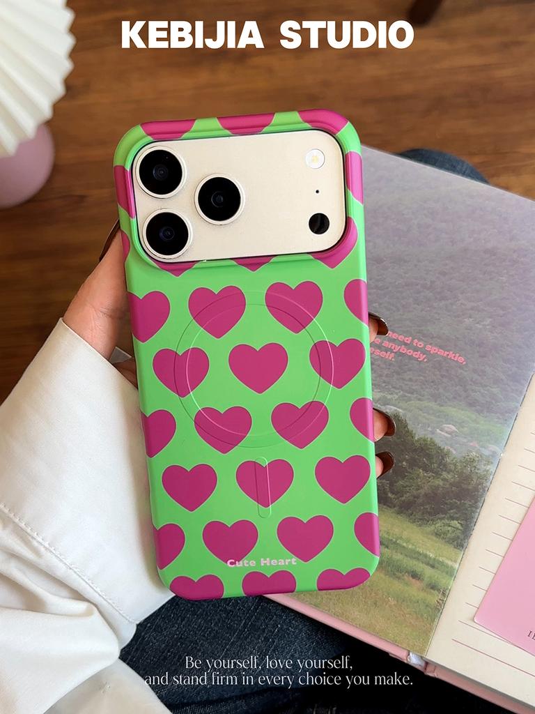 Süße Herz Liebe Aufdruck Magnetischer Griff Tok Handyhülle für iPhone 17ProMax 17pro 17 15 16 Promax Kabelloses Laden für Magsafe Hülle