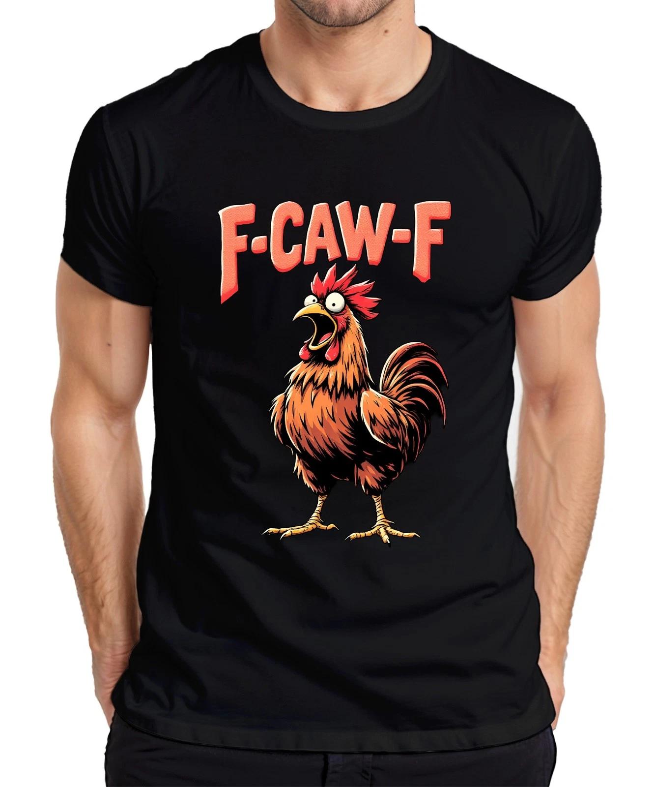 F CAW-F Lustiger Hahn Cartoon Bauernhof Geschenk Vintage Humor Herren T-Shirt S