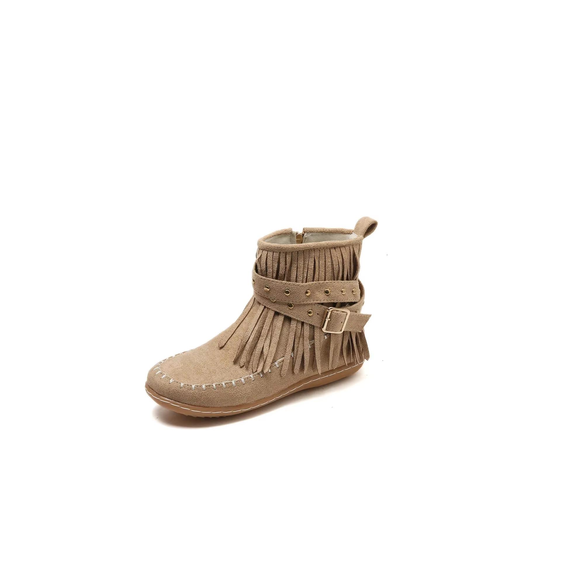 

Модные теплые зимние ботинки с кисточками, зимние женские нескользящие плюшевые ботильоны с заклепками, женские, большого размера 43, теплые хлопковые ботинки с застежкой-молнией сзади 43 покинуть белый