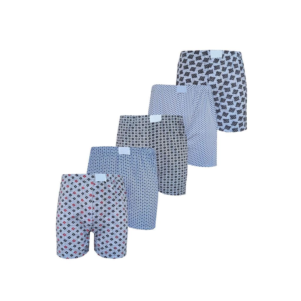 5er-Pack gemusterte Herren-Boxershorts. Wirtschaftliche, dünne, lange Unterhosen aus Baumwolle