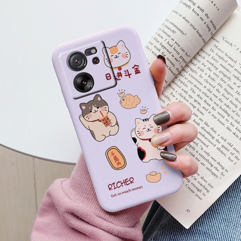 Cute Cat Case For Xiaomi 13T Pro Silicone Soft Back Cover Lovely Cartoon Painted Capa Shell For Xiaomi 13T Fundas 13tpro Coque
