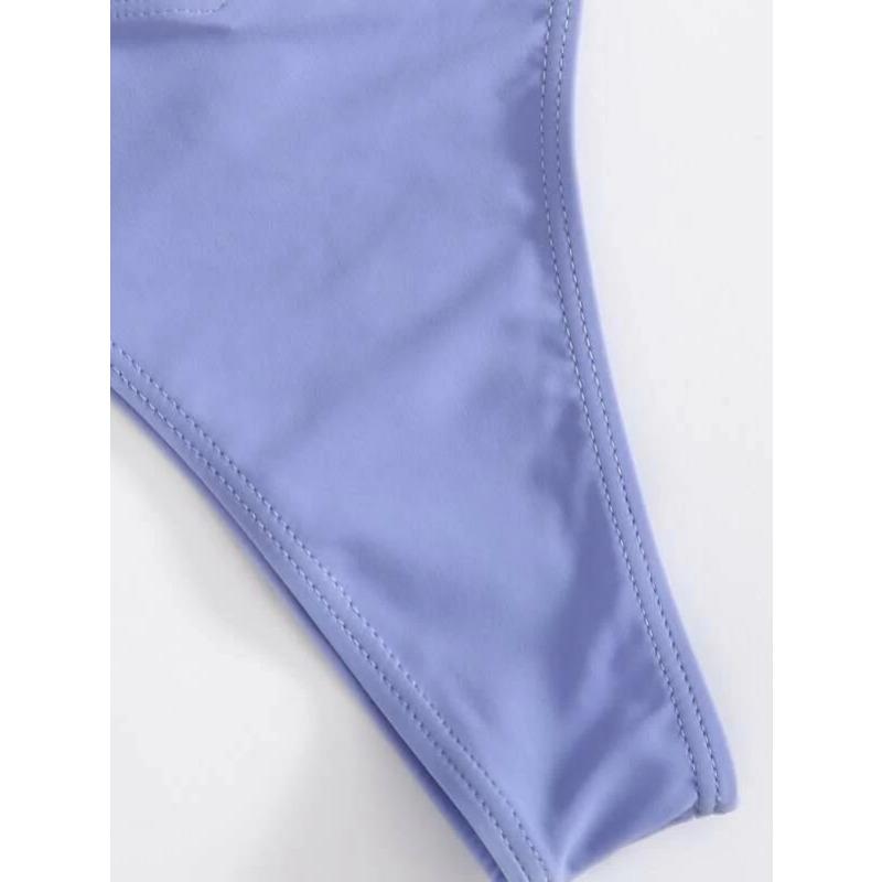 Women's Royal Blue Triangle Bikini Set Underwire Front Closure Thong Bottom Two Piece Swimsuit