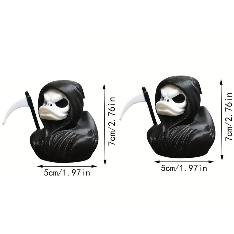 3D Printing Black Killer Duck Anime Figurine Grim Reaper Duck Halloween Ornament Cartoon Desktop Ornament Halloween Gifts Toys