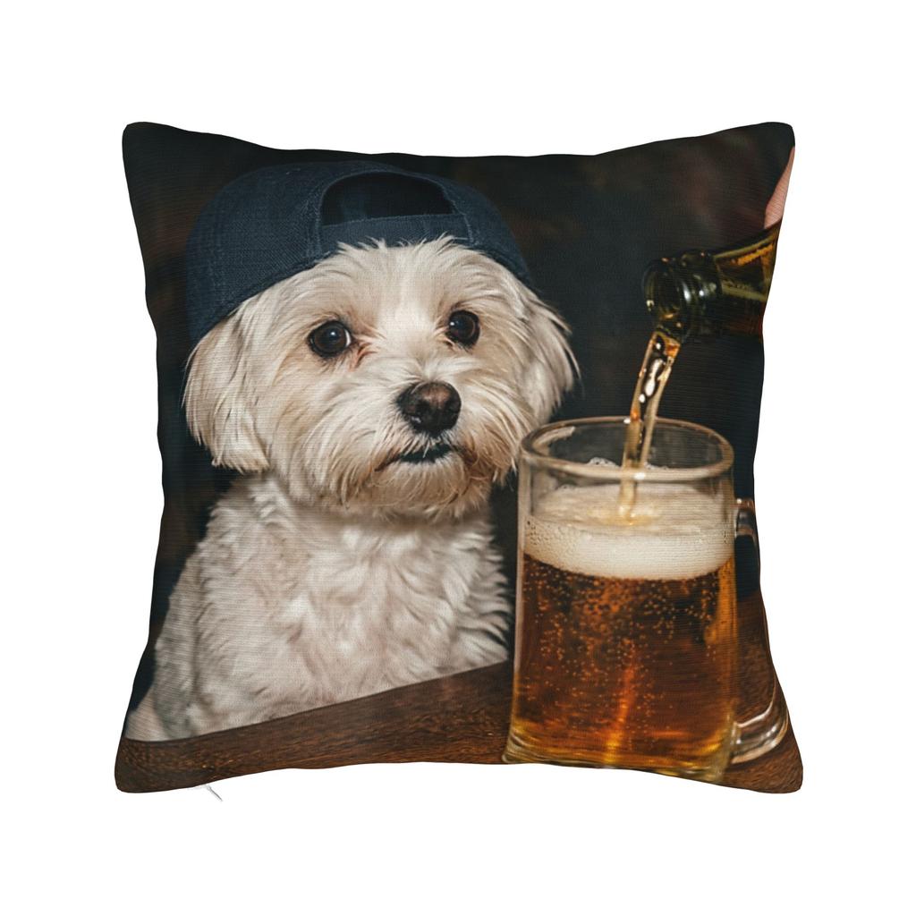 Border Collie Drinking Beer Funny Dog Meme Pillow Covers Printed Cushion Cover Gift Throw Pillow Case Cover Chair Multiple Sizes