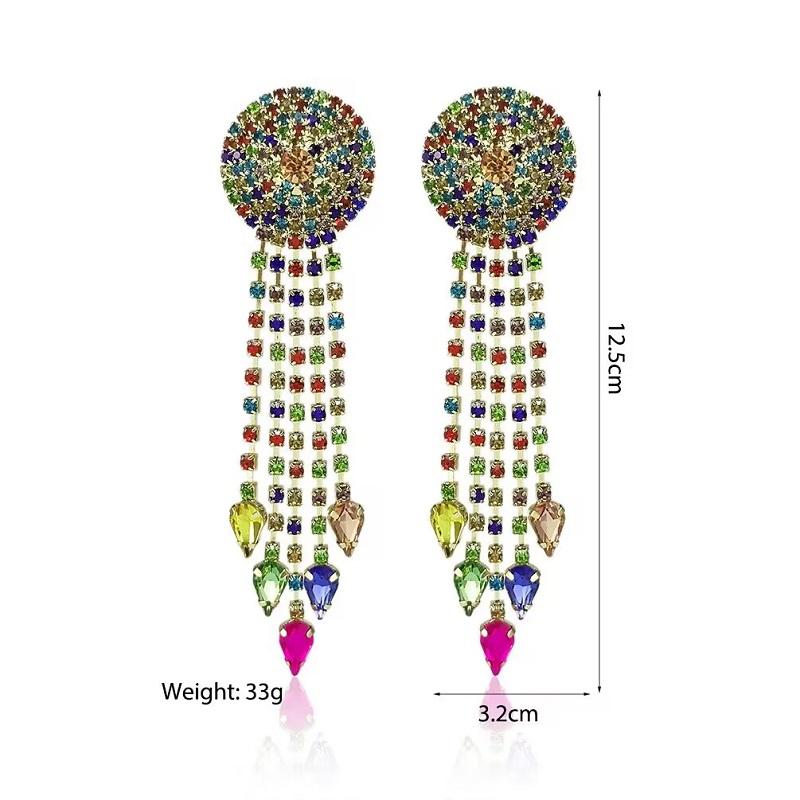 Vintage Ethnic Geometric Water Drop Tassel Earrings for Women Boho Elegant Rhinestone Flower Cloud Long Dangle Earrings