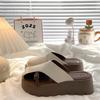 Roman slippers women's 2025 new summer fashion versatile leisure beach hollow cool thick bottom heightening slippers