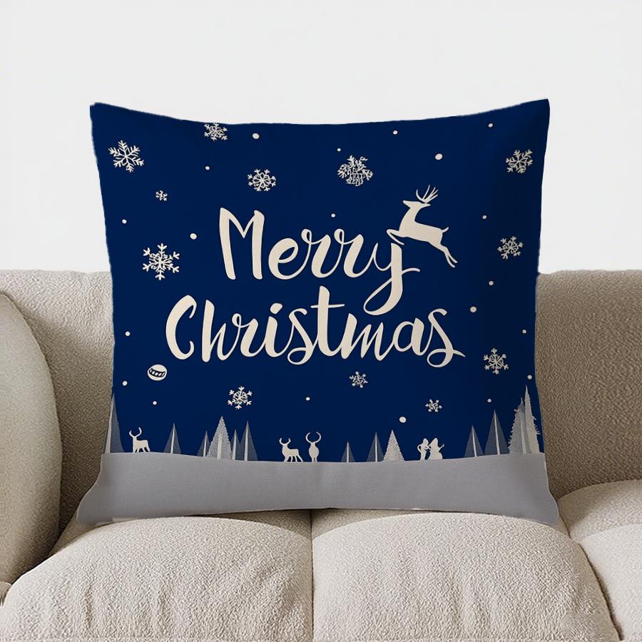 Home Decor Christmas Trees & Snowflakes Decorative Pillow Pattern Cushion Cover Suitable For Sofa Bedroom Car Pillow Cover