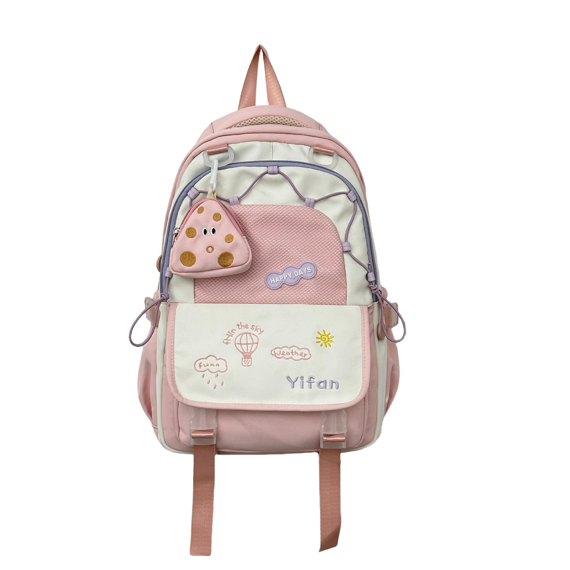 High-Value Female High School Student Schoolbag Macaron Contrasting Colors Cute Versatile Backpack Large-Capacity College Style Backpack Male single bag