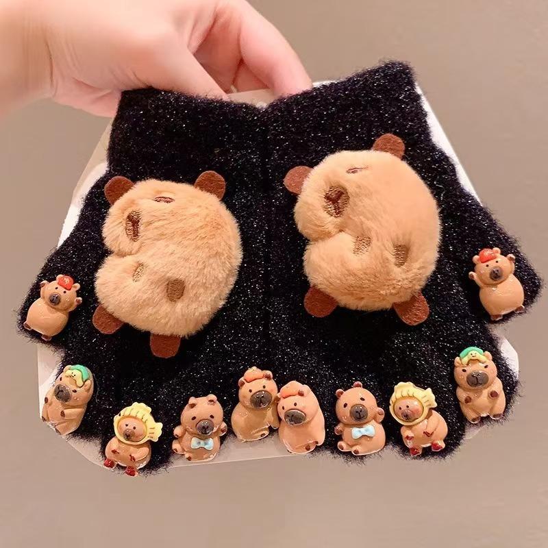 Cartoon manicure gloves children's warm and antifreeze full finger cover baby thickened five-finger girl finger cover