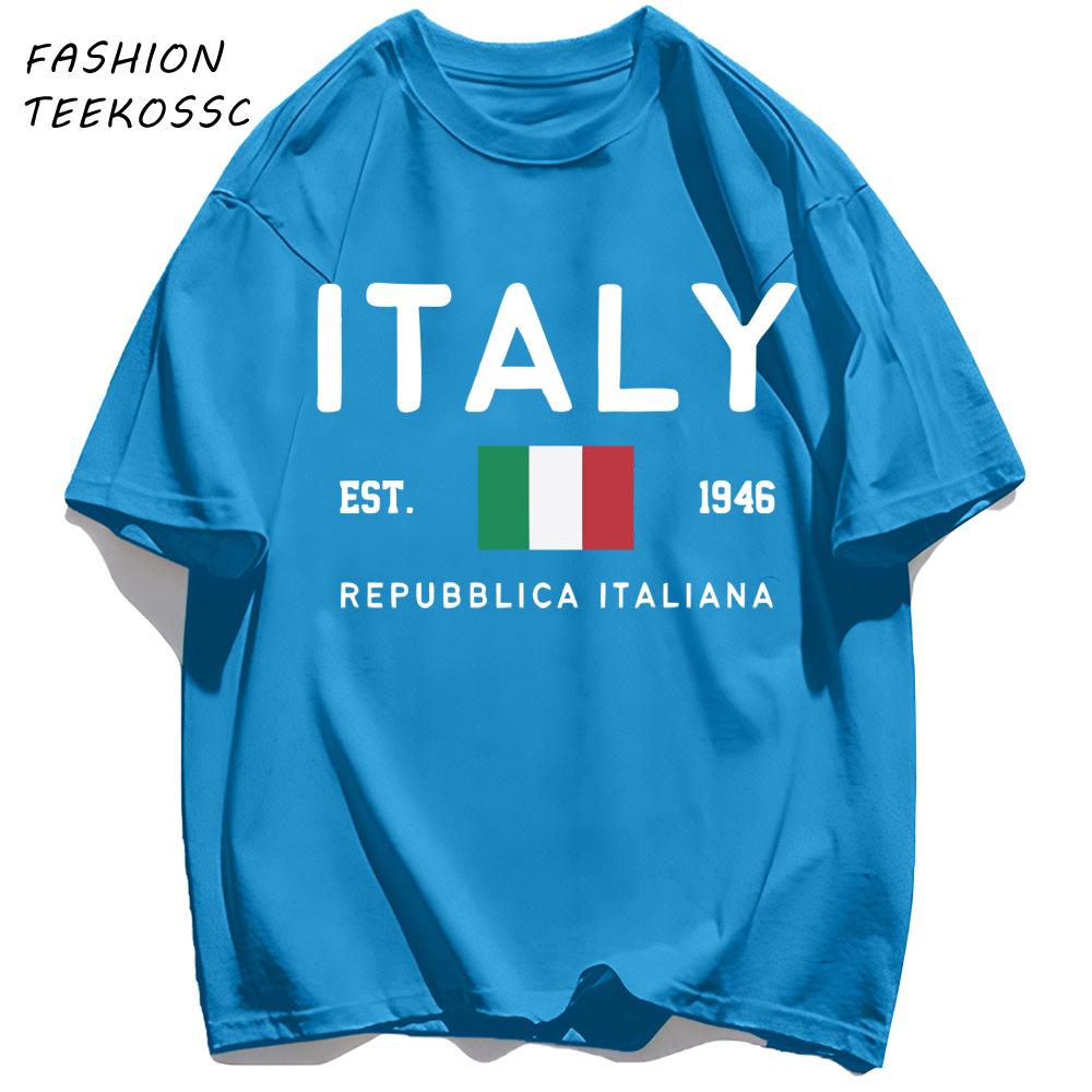Italy Repubblica Italiana Printed Men T Shirts AllMatch Cotton TShirt Casual Crewneck Loose Streetwear Man Summer Basics Top
