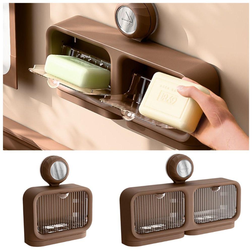 1/2 Grids Suction Cup Soap Holder Wall Mounted Soap Container Reusable Soap Storage Tray Kitchen
