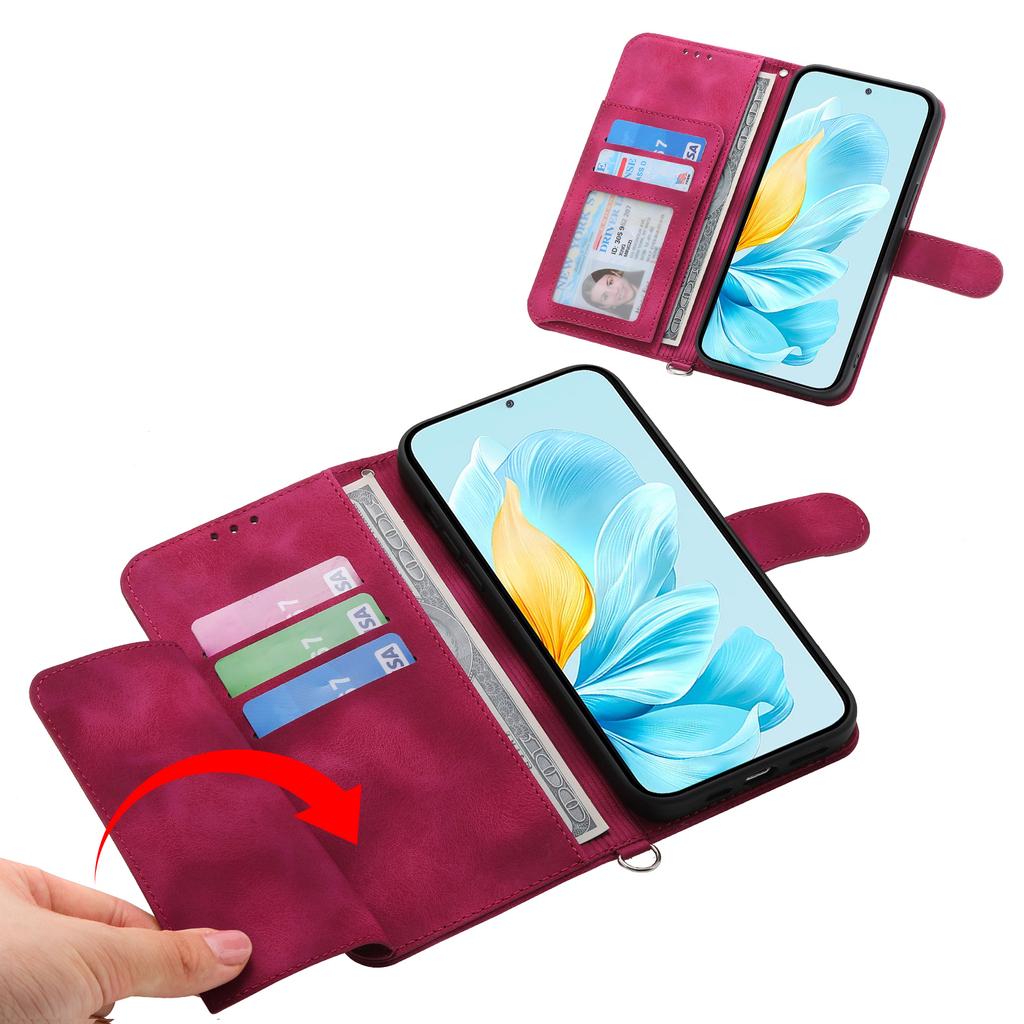 For Oppo Reno15 Pro 5G (Global)/Reno15 5G (China) Case Flower Pattern PU Leather Wallet Phone Cover with Strap
