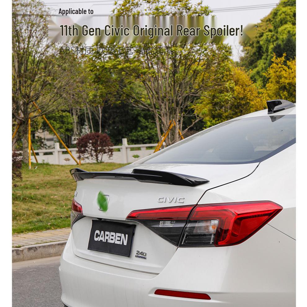 Eleventh Gen Civic Modified Rear Spoiler - Night Black High-End Warrior Edition