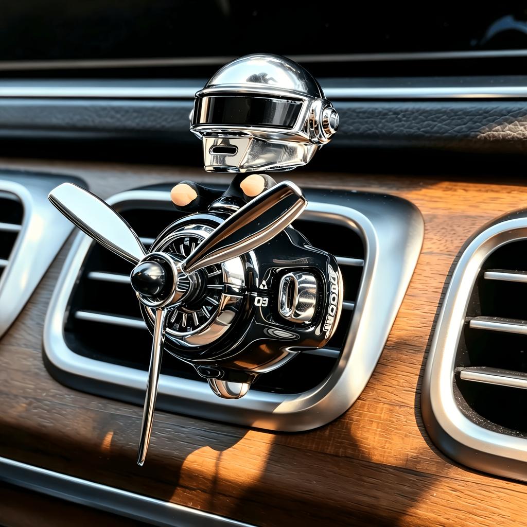 Cool Panda Pilot Car Air Freshener with Rotating Propeller Bobbing Panda Head Car Vent Fragrance Diffuser Car Trendy Decoration