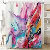 Abstract Colorful Shower Curtain with Fluid Art Design for Bathroom Decor Pink Blue White Red Yellow Black Orange Modern Polyest