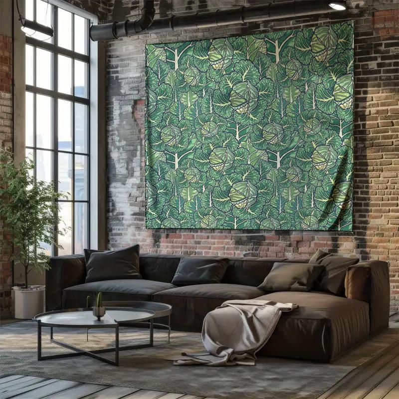 Botanical Tapestry Forest Green Wall Hanging Nature Landscape Home Decor Room Divider Backdrop Picnic Blanket Large Wall Art