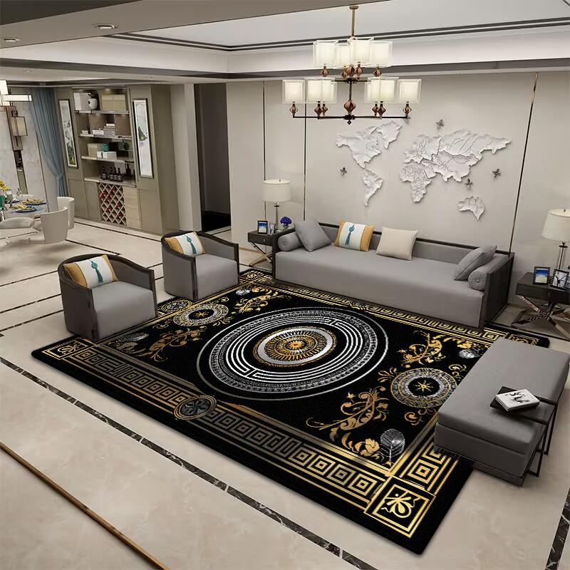 

Роскошные ковры в китайском стиле для гостиной, нескользящие, для украшения спальни, ретро черный ковер, настраиваемый прикроватный коврик для входной двери 60x90cm