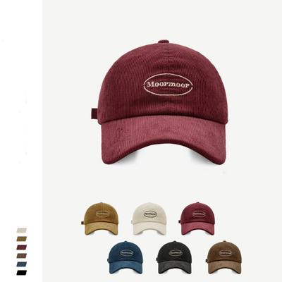 Street Tide Brand Letter Embroidery Corduroy Baseball Cap Men and Women Autumn and Winter Versatile Wide Brim Cap Showing Small Face