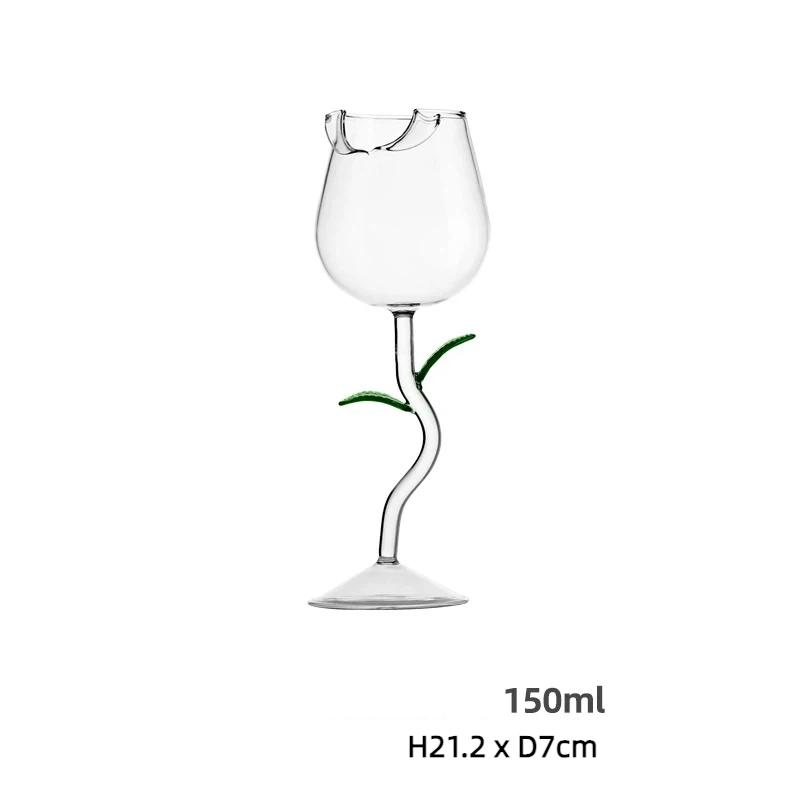 INS-Stil Rosewein-Glas, Eleganter hoher Stiel Rotwein-Kelch für Champagner, Cocktails & Romantisches Essen