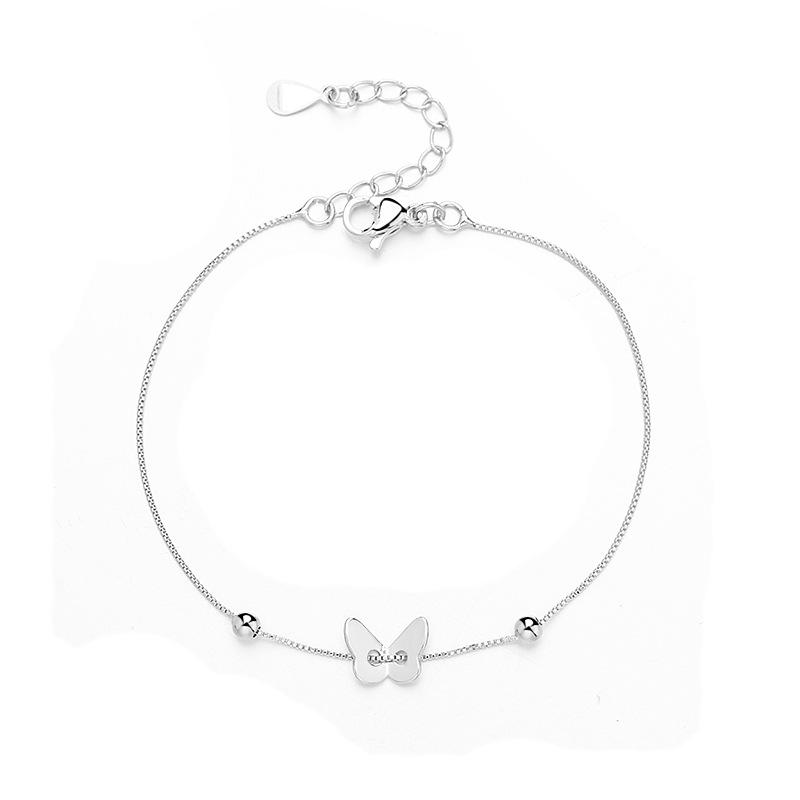 

Стерлингового Серебра S925 Серебряный Браслет Регулируемый Браслет Новый Литературный Фея Стиль Персонализированный Круглый Шарик Браслет Бабочка Женский