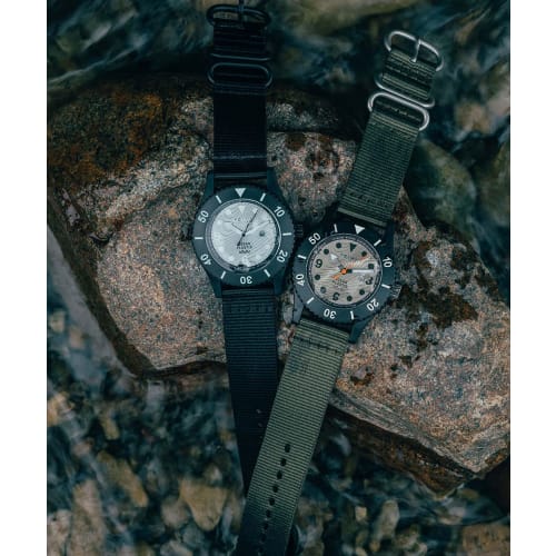 TRIWA Men's & Women's (Unisex) Watch with Recycled Canvas Strap, Made In Japan, Blue Gray X Black, TFO222-CL150101-J, TIME FOR SUB OCEANS CAMP, Authen