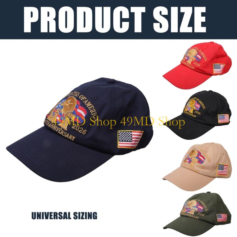 49MD United States 250th Anniversary Hat Bird Printed Baseball Cap Secures Fit