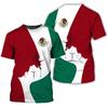 Mexiko Flagge 3D-Druck Herren T-Shirts für Männer Kleidung Sommer Unisex Kurzarm Tops Mode Tees Streetwear Harajuku T-Shirt